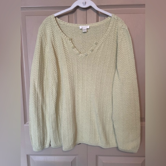 Christopher & Banks Sweaters - Christopher & Banks Soft Celery GreenV-Neck Sweater
